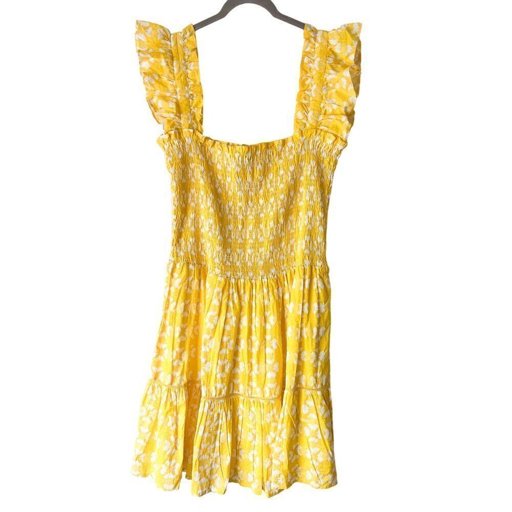 Anthropologie Yellow Floral Mini Dress